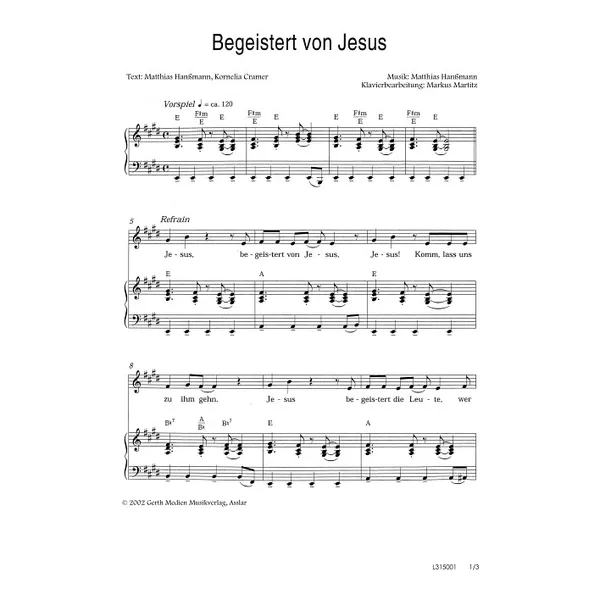 Produktbild des Artikels Begeistert von Jesus (Noten - Download)