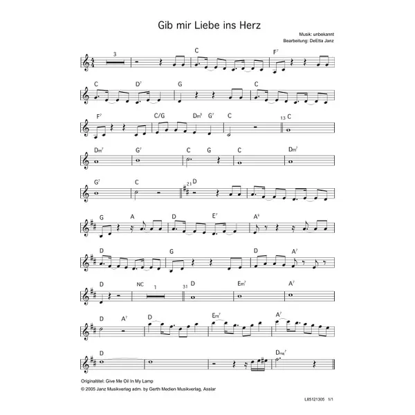 Produktbild des Artikels Gib mir Liebe ins Herz (Geige / Querflöte) (Noten - Download)