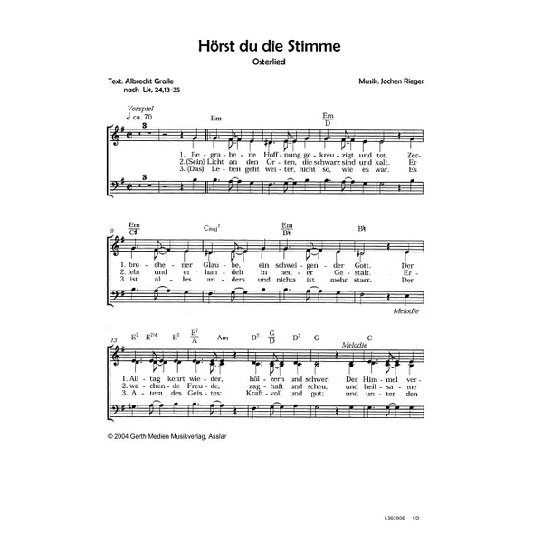 Produktbild des Artikels Hörst du die Stimme (Noten - Download)