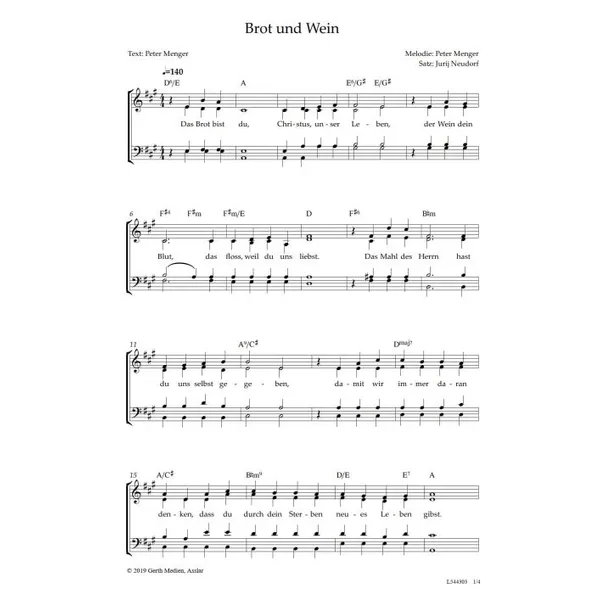 Produktbild des Artikels Brot und Wein (Noten - Download)