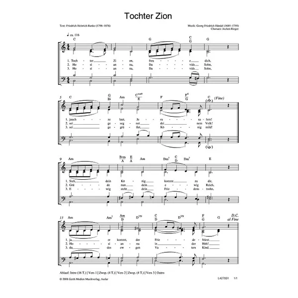 Produktbild des Artikels Tochter Zion (Noten - Download)