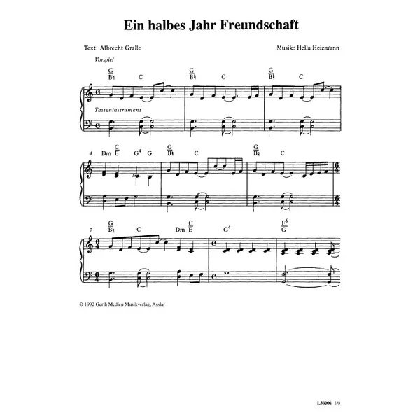 Produktbild des Artikels Ein halbes Jahr Freundschaft (Noten - Download)