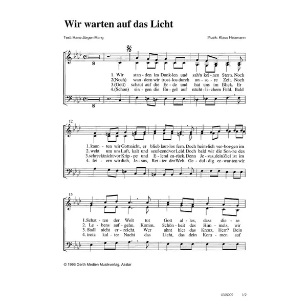 Produktbild des Artikels Wir warten auf das Licht (Noten - Download)