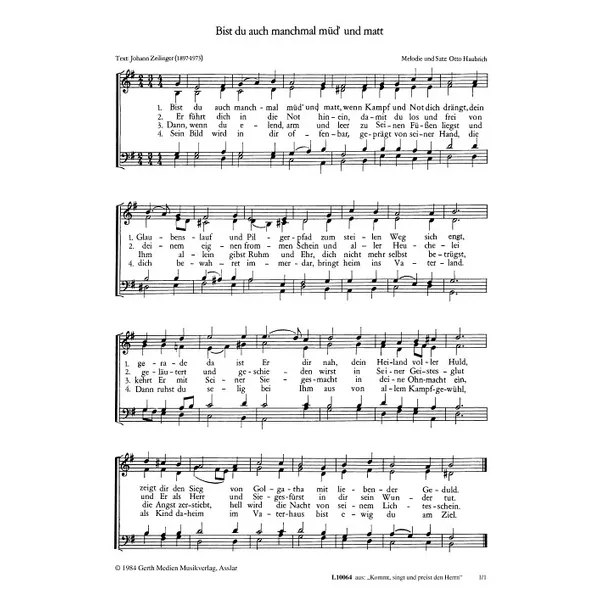 Produktbild des Artikels Bist du auch manchmal müd und matt (Noten - Download)