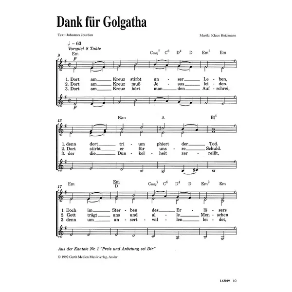 Produktbild des Artikels Dank für Golgatha (Noten - Download)