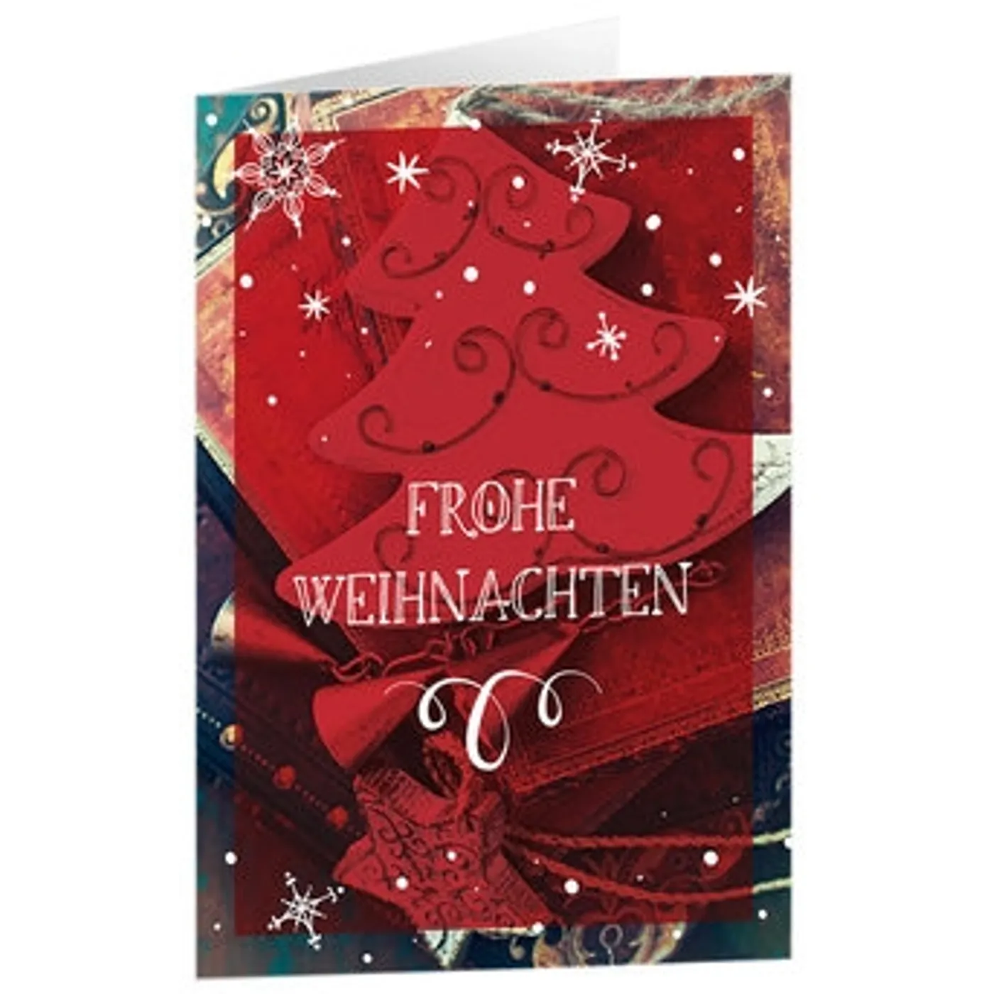 Pretty Christmas Card Mit Rotkehlchen Im Herzbaum – Weihnachtskarte Mit Silberprägung Und Schmucksteinen, 152x176 Mm