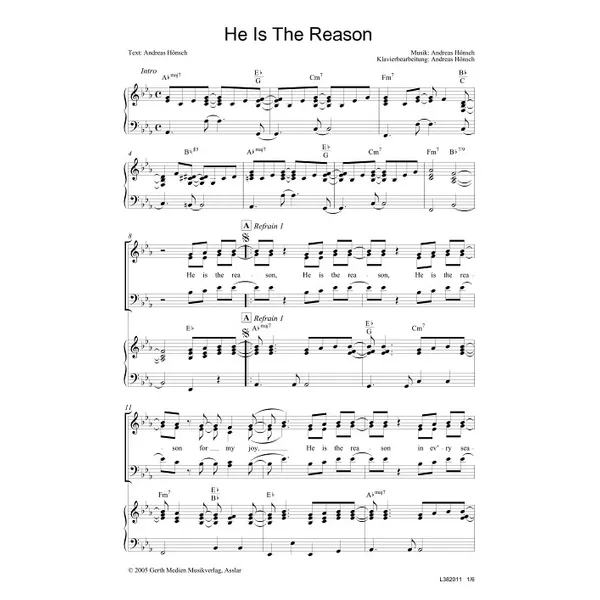 Produktbild des Artikels He Is The Reason (Noten - Download)