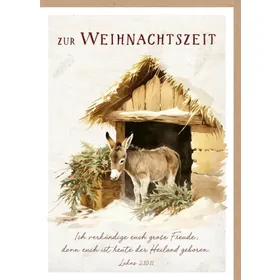 Produktbild des Artikels Faltkarte "Zur Weihnachtszeit" - Esel (Schreibwaren)