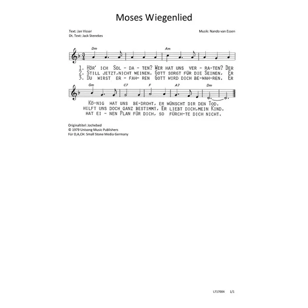 Produktbild des Artikels Moses Wiegenlied (Noten - Download)