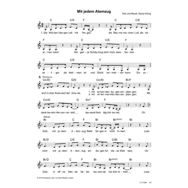Produktbild des Artikels Mit jedem Atemzug (Noten - Download)