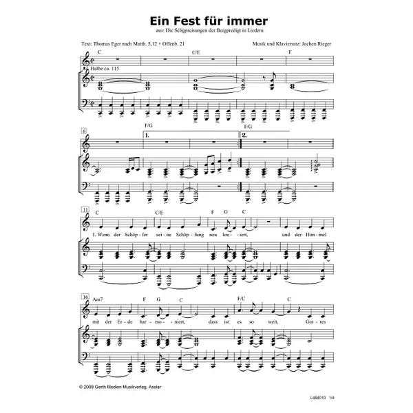 Produktbild des Artikels Ein Fest für immer (Noten - Download)