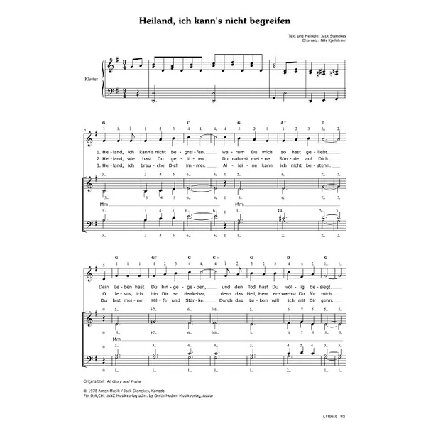 Produktbild des Artikels Heiland, ich kann's nicht begreifen (Noten - Download)