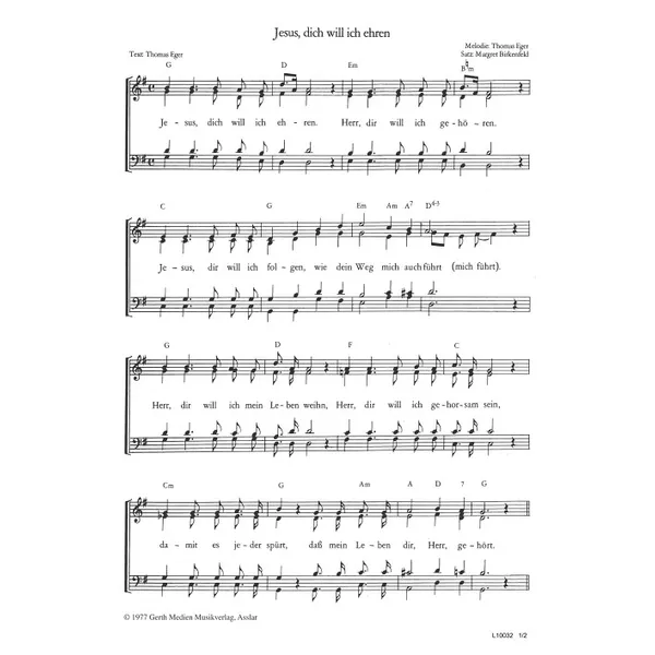 Produktbild des Artikels Jesus, dich will ich ehren (Noten - Download)