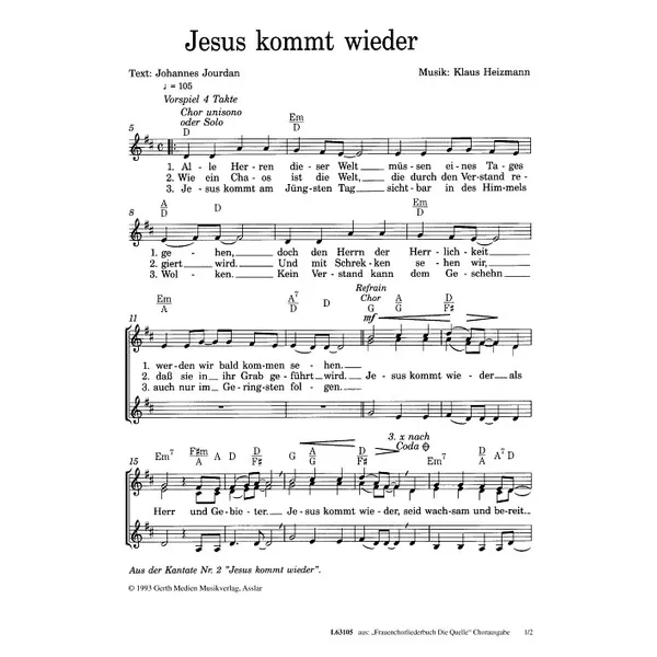 Produktbild des Artikels Jesus kommt wieder (Noten - Download)
