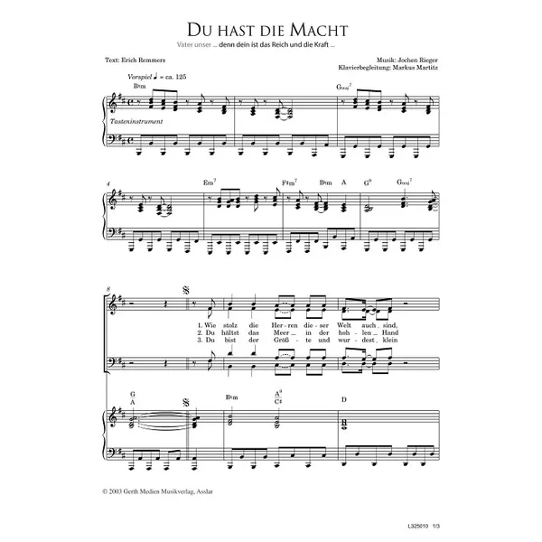 Produktbild des Artikels Du hast die Macht (Noten - Download)