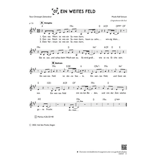 Produktbild des Artikels Ein weites Feld (einstimmig) (Noten - Download)