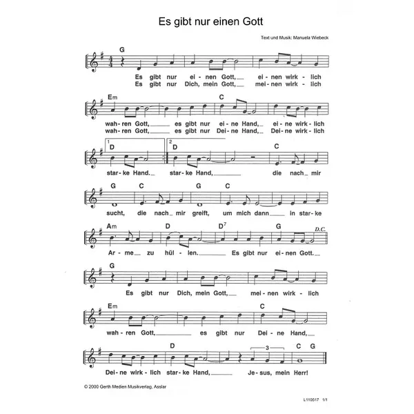 Produktbild des Artikels Es gibt nur einen Gott (Noten - Download)