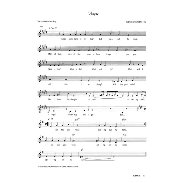 Produktbild des Artikels Prayer (Noten - Download)