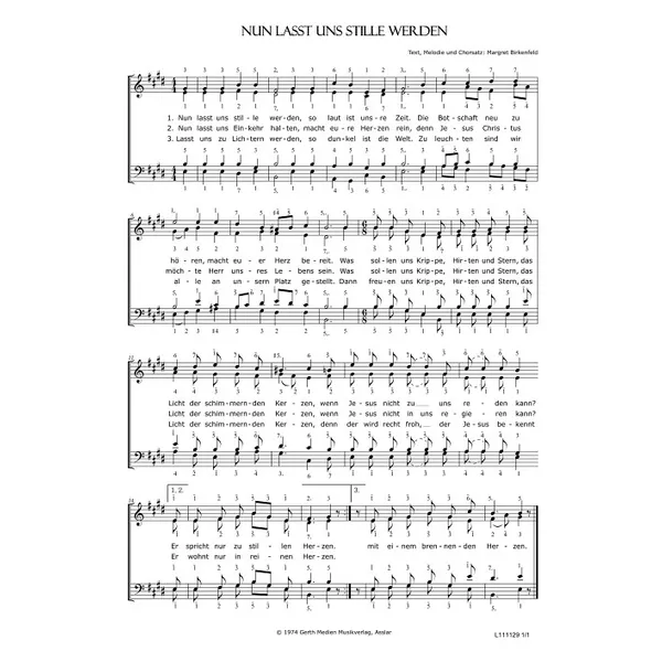 Produktbild des Artikels Nun lasst uns stille werden (Noten - Download)