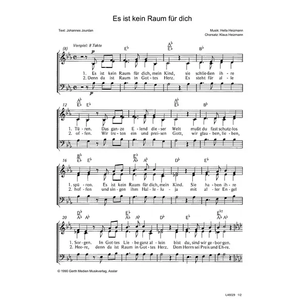 Produktbild des Artikels Es ist kein Raum für dich (Noten - Download)