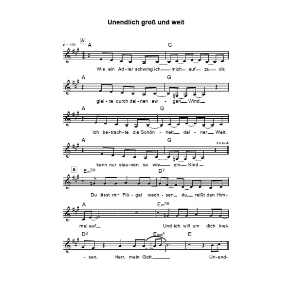 Produktbild des Artikels Unendlich groß und weit (Noten - Download)