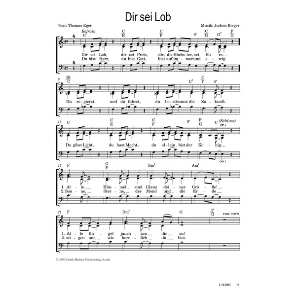 Produktbild des Artikels Dir sei Lob (Noten - Download)