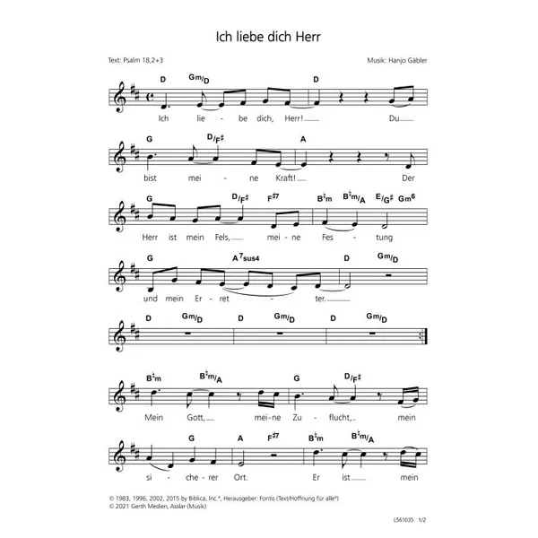 Produktbild des Artikels Ich liebe dich Herr (Noten - Download)