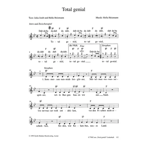 Produktbild des Artikels Total genial (Noten - Download)