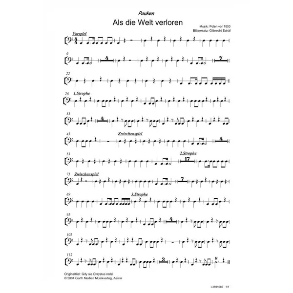 Produktbild des Artikels Als die Welt verloren (Pauken) (Noten - Download)