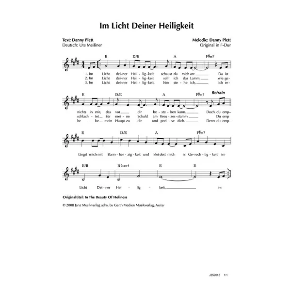 Produktbild des Artikels Im Licht deiner Heiligkeit (Noten - Download)