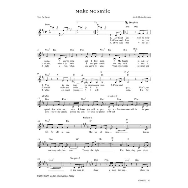 Produktbild des Artikels Make Me Smile (Noten - Download)