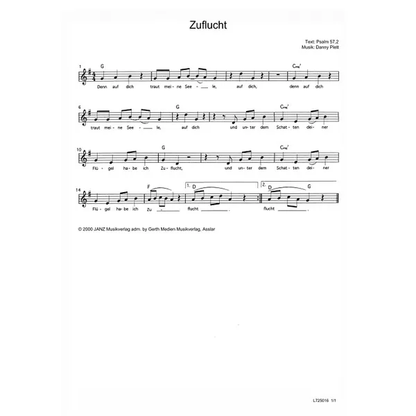 Produktbild des Artikels Zuflucht (Noten - Download)