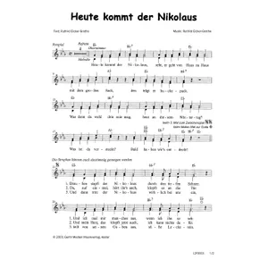 Produktbild des Artikels Heute kommt der Nikolaus (Noten - Download)