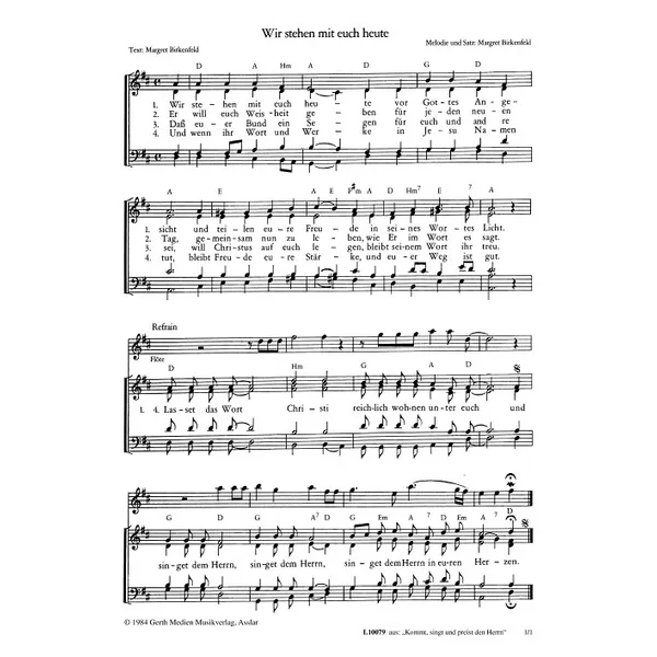 Produktbild des Artikels Wir stehen mit euch heute (Noten - Download)