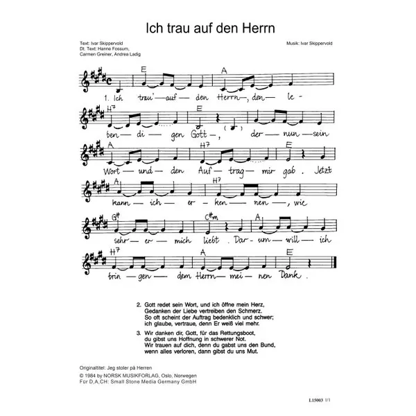 Produktbild des Artikels Ich trau auf den Herrn (Noten - Download)