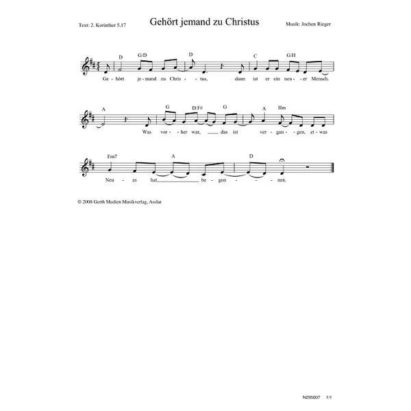 Produktbild des Artikels Gehört jemand zu Christus (Noten - Download)