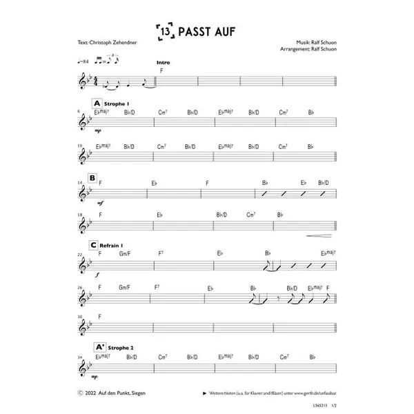 Produktbild des Artikels Passt auf (Bandsheet) (Noten - Download)