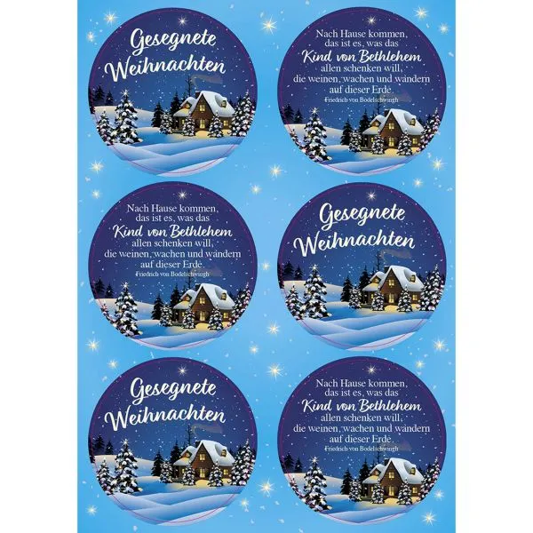 Produktbild des Artikels Aufkleber-Gruß-Karten: Gesegnete Weihnachten, 4 Stück (Schreibwaren)