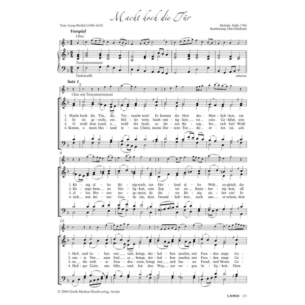 Produktbild des Artikels Macht hoch die Tür (Noten - Download)