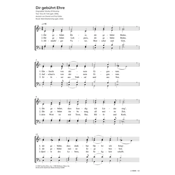 Produktbild des Artikels Dir gebührt Ehre (Noten - Download)