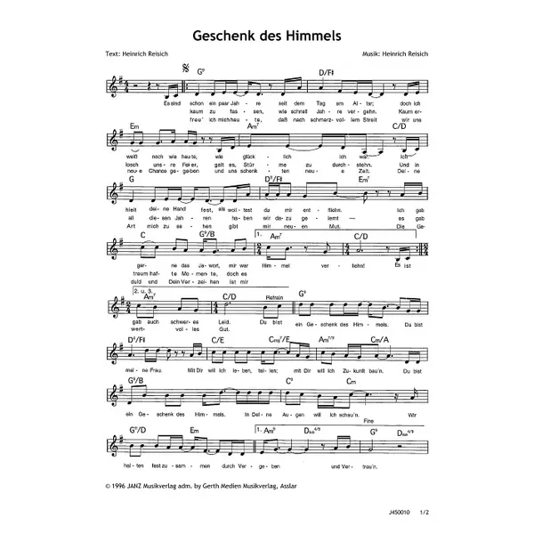 Produktbild des Artikels Geschenk des Himmels (Noten - Download)