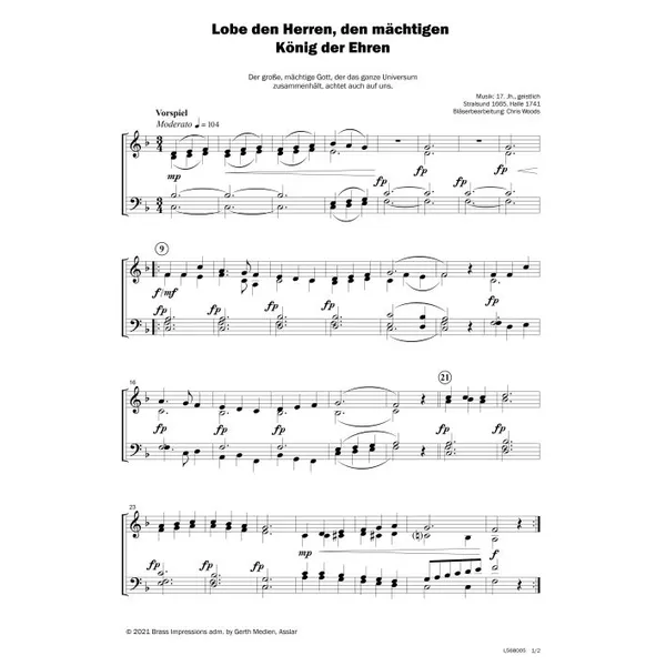 Produktbild des Artikels Lobe den Herren, den mächtigen König der Ehren (Noten - Download)