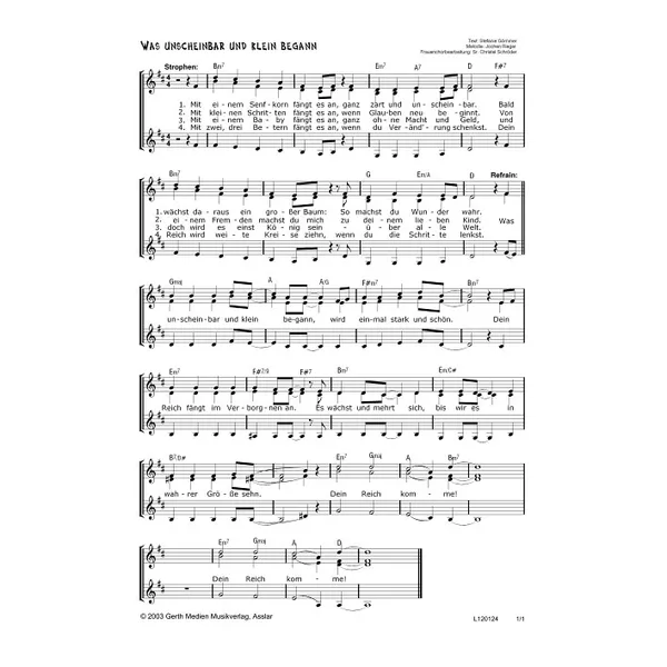 Produktbild des Artikels Was unscheinbar und klein begann (Noten - Download)