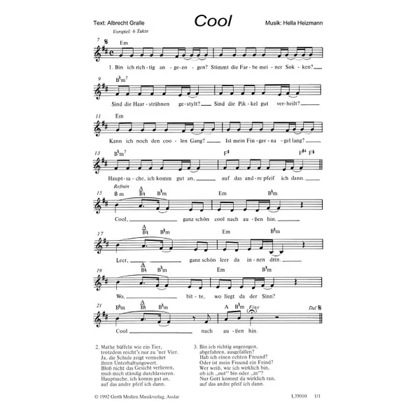 Produktbild des Artikels Cool (Noten - Download)