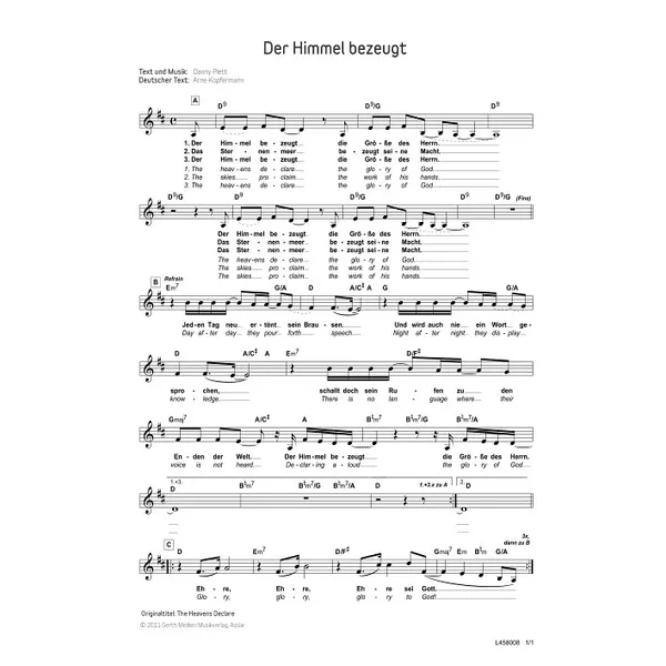 Produktbild des Artikels Der Himmel bezeugt (Noten - Download)