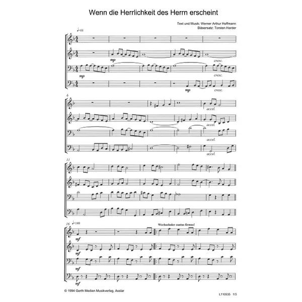 Produktbild des Artikels Wenn die Herrlichkeit des Herrn erscheint (Noten - Download)