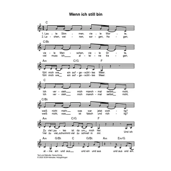 Produktbild des Artikels Wenn ich still bin (Noten - Download)