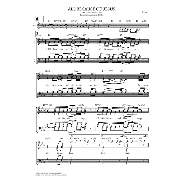 Produktbild des Artikels All Because Of Jesus (Noten - Download)