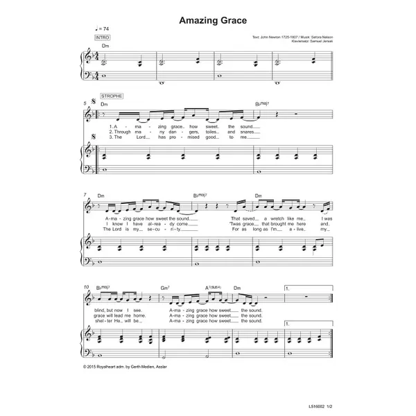 Produktbild des Artikels Amazing Grace (Noten - Download)