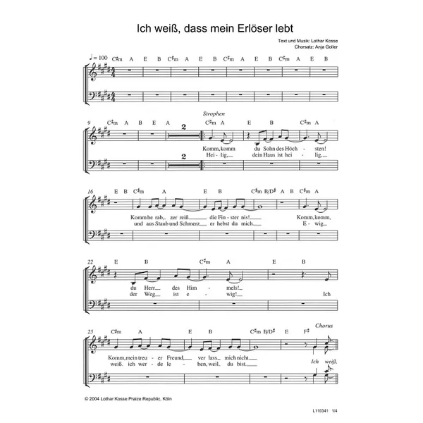 Produktbild des Artikels Ich weiß, dass mein Erlöser lebt (Noten - Download)